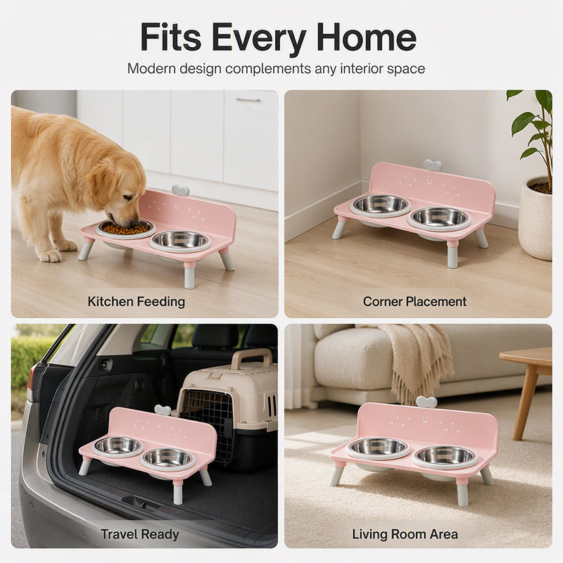 Elevated Pet Bowls – Detachable & Double-Bowl Design
