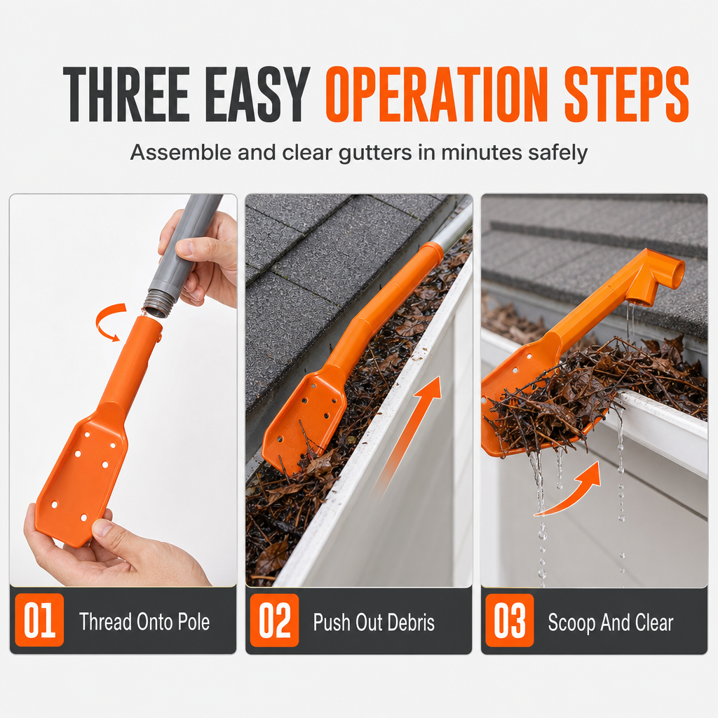 Gutter Cleaning Tool, Clean Easily Without a Ladder