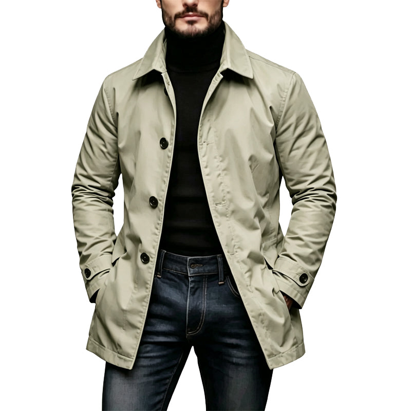 Mid-Length Waterproof Trench Coat for Men