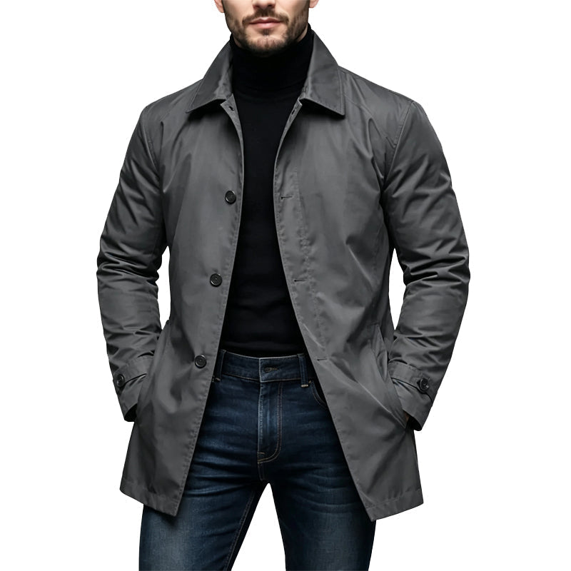 Mid-Length Waterproof Trench Coat for Men