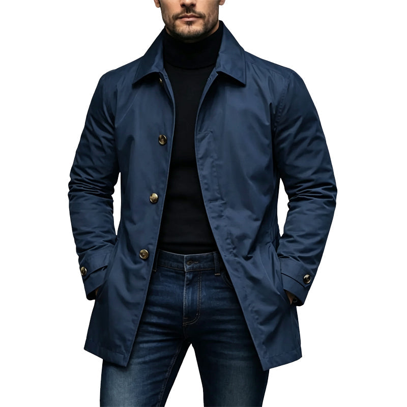 Mid-Length Waterproof Trench Coat for Men