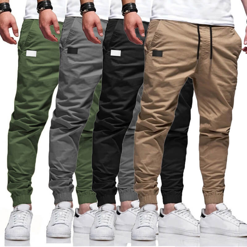 Slim Fit Trousers with Drawstring for Men