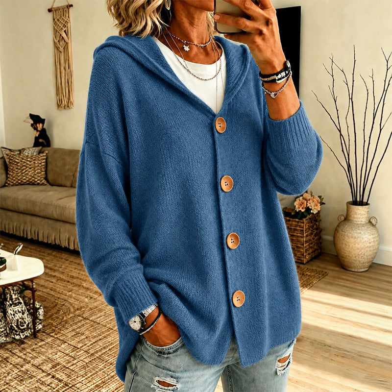 Women's Hooded Relaxed-Fit Knit Cardigan
