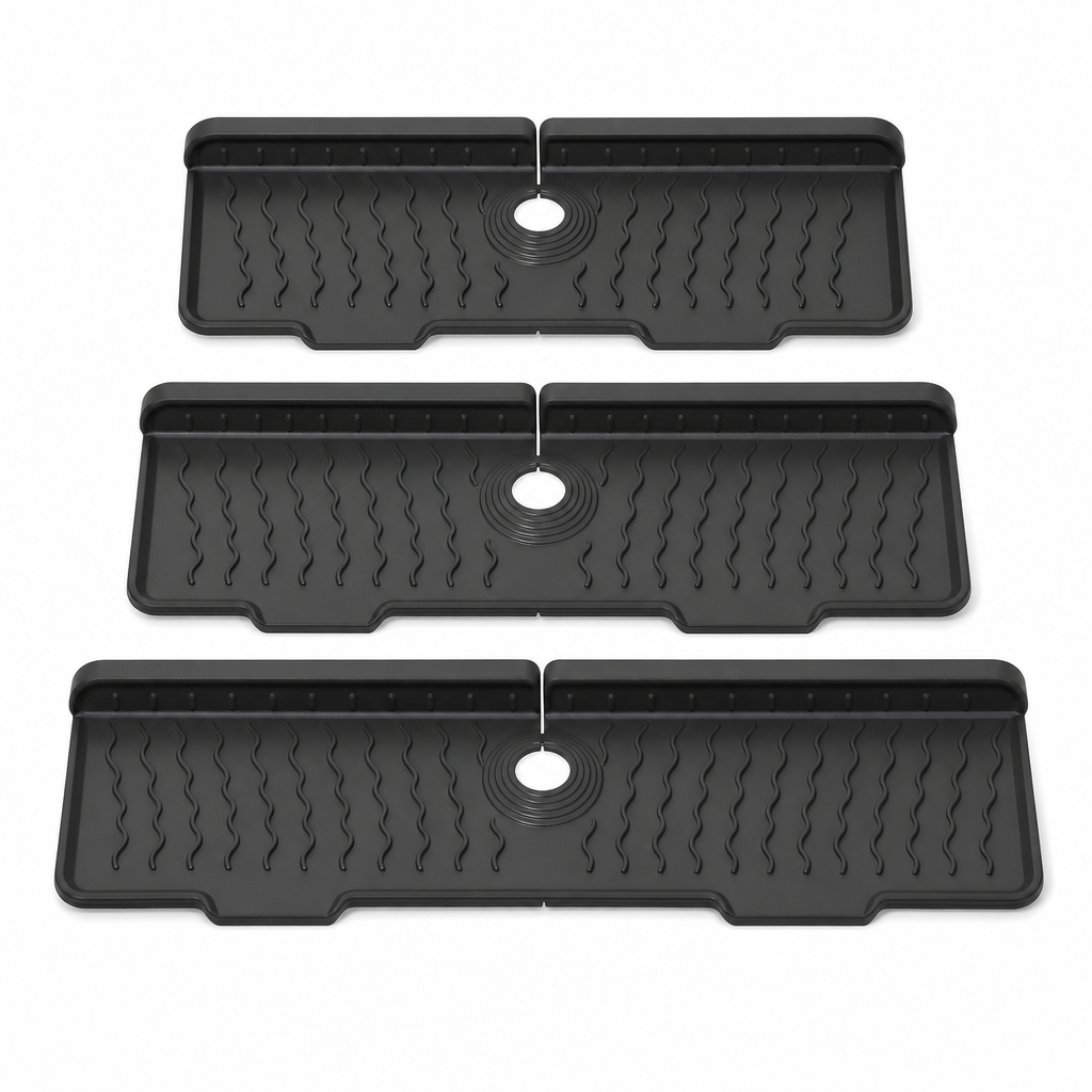 Silicone Splash Guard Mat for Sink and Faucet – Sloped Drainage Mat for Kitchen