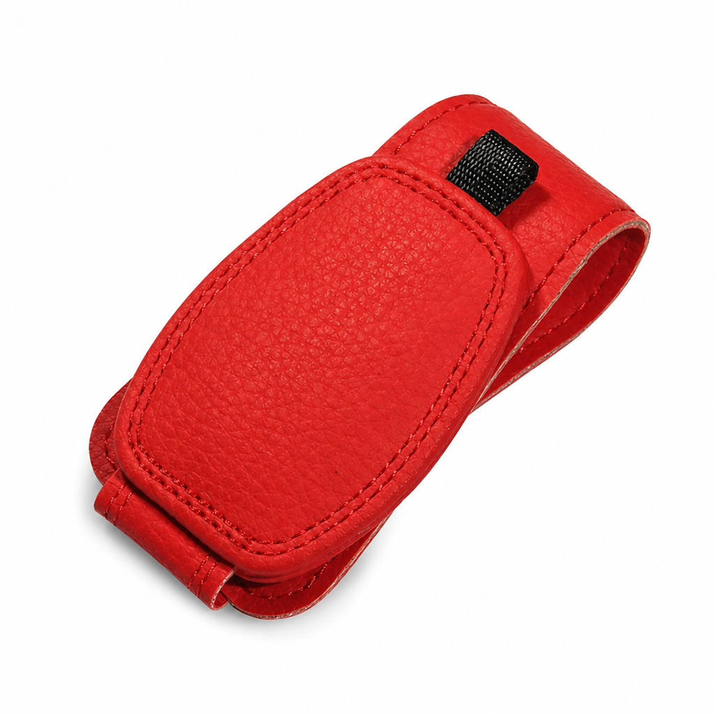 Car Sunglasses Holder — Magnetic Leather Clip, Ticket Card Mount