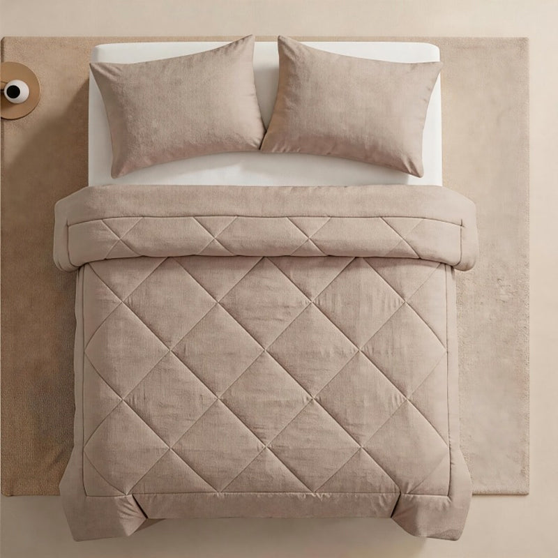 3-Piece Quilted Comforter Set with Pillowcases