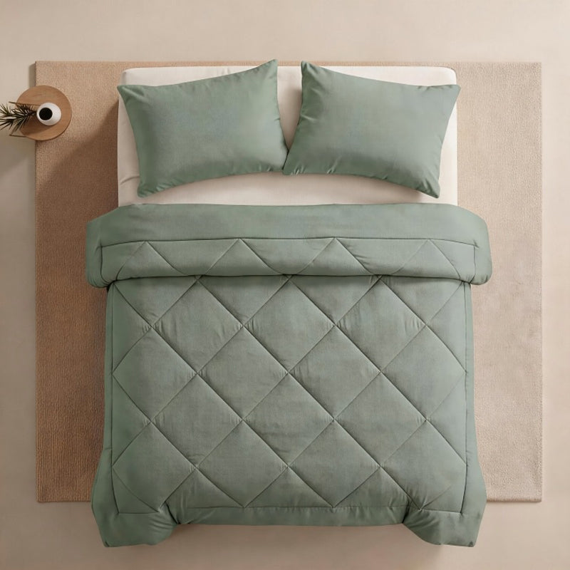 3-Piece Quilted Comforter Set with Pillowcases