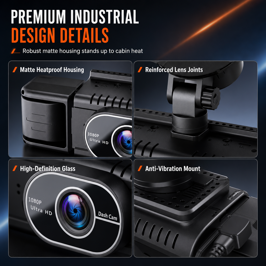 F100 4-Lens Dash Cam – 1080P HD, Infrared Night Vision, GPS Sync Recording