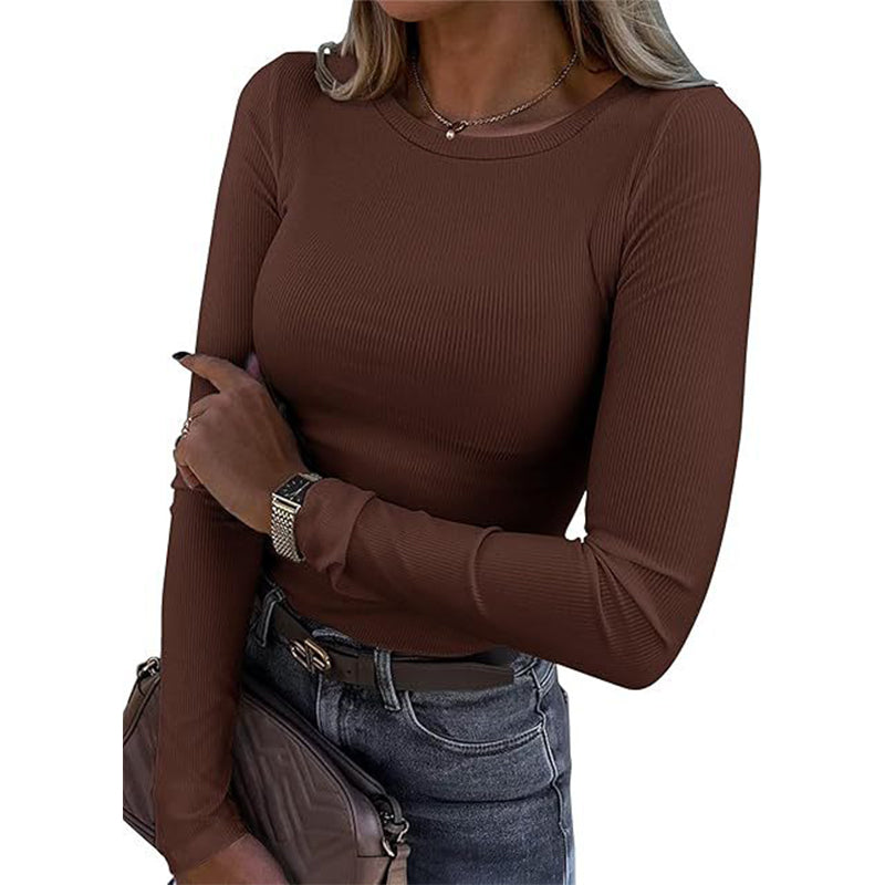 Ribbed Texture, Easy Everyday Fit Women's Classic Crew-Neck Knit Top