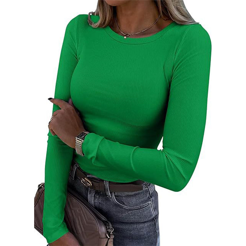 Ribbed Texture, Easy Everyday Fit Women's Classic Crew-Neck Knit Top