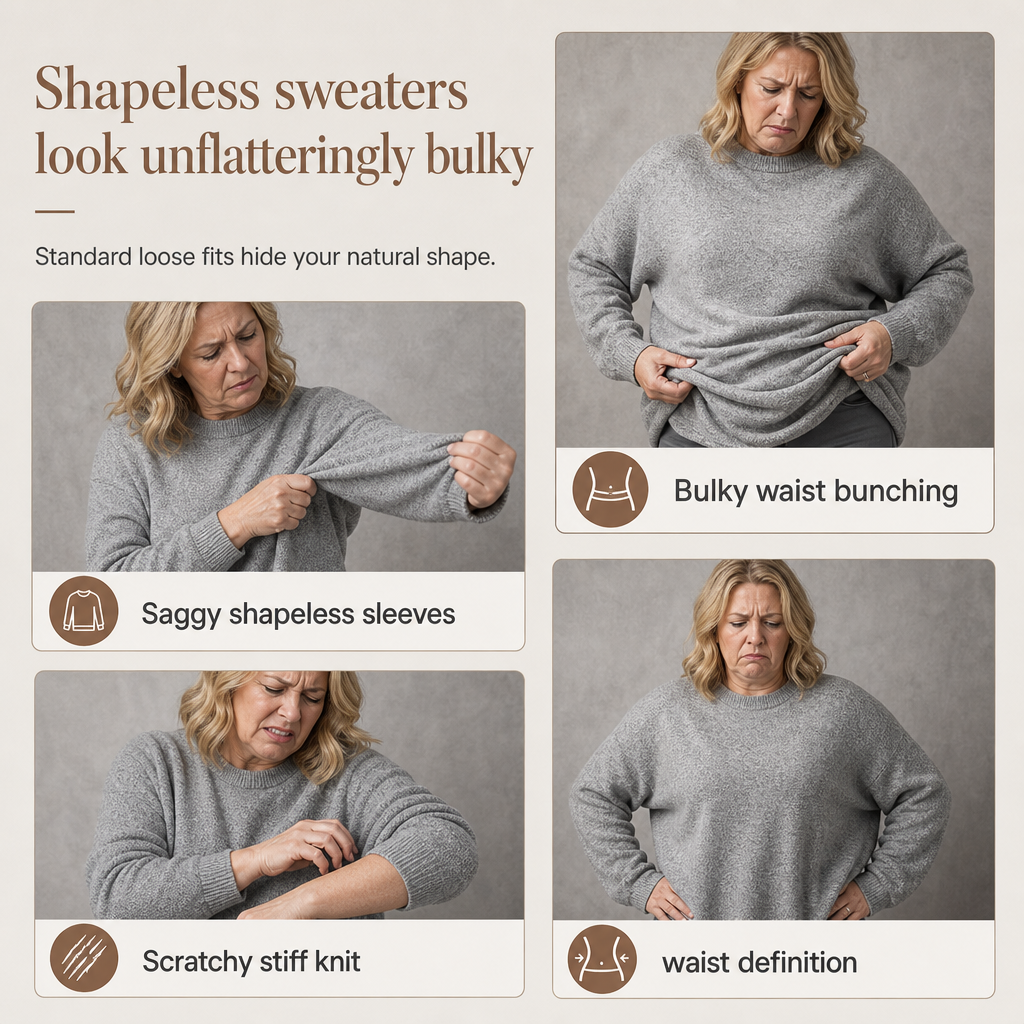 Women's Crewneck Knit Sweater – Soft Knit, Multi-Color Versatile – Stretch & Shape-Retaining, Six Autumn Shades