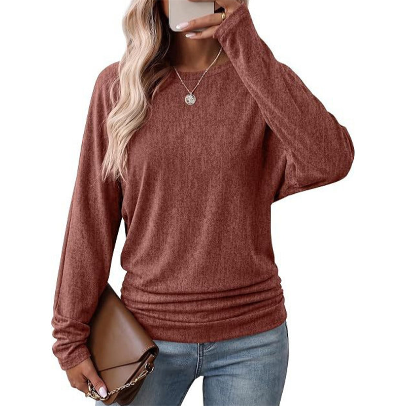 Women's Crewneck Knit Sweater – Soft Knit, Multi-Color Versatile – Stretch & Shape-Retaining, Six Autumn Shades