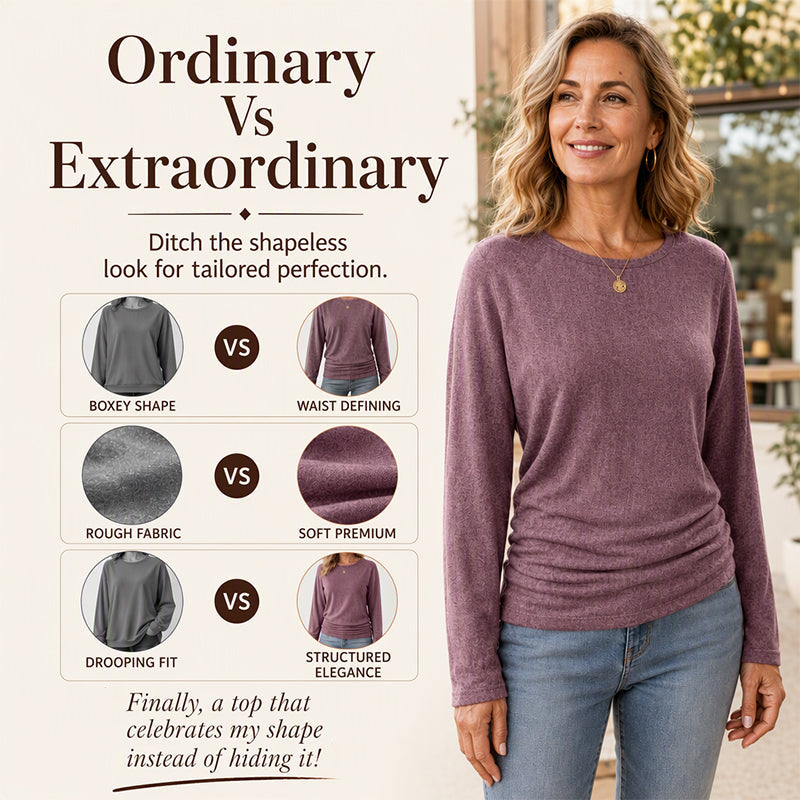 Women's Casual Crewneck Ruched Hem Top