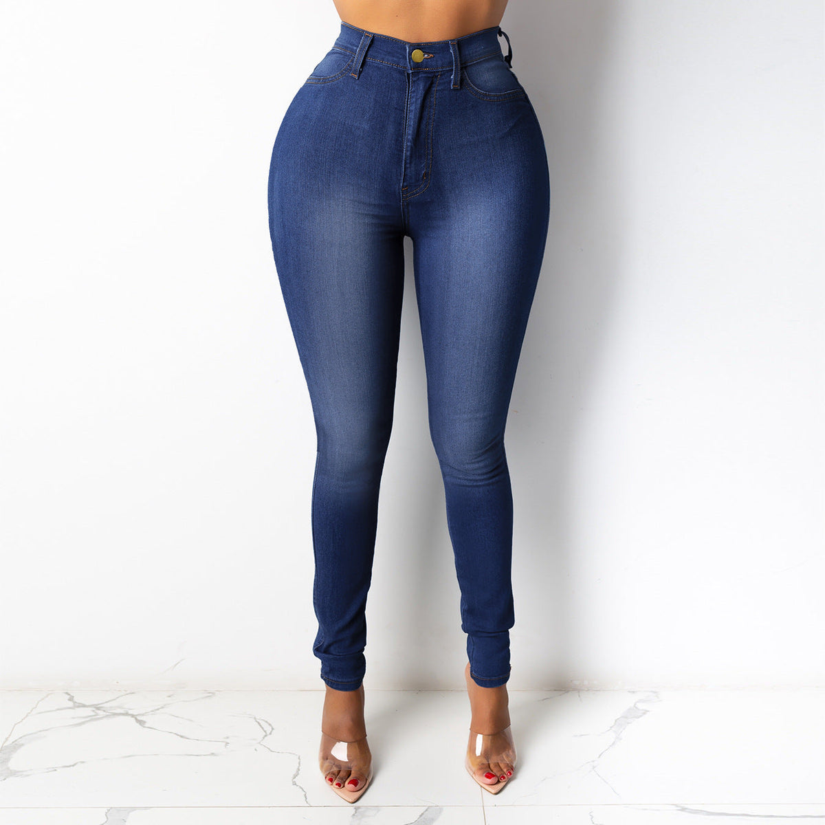 High-Waisted Stretch Pencil Pants