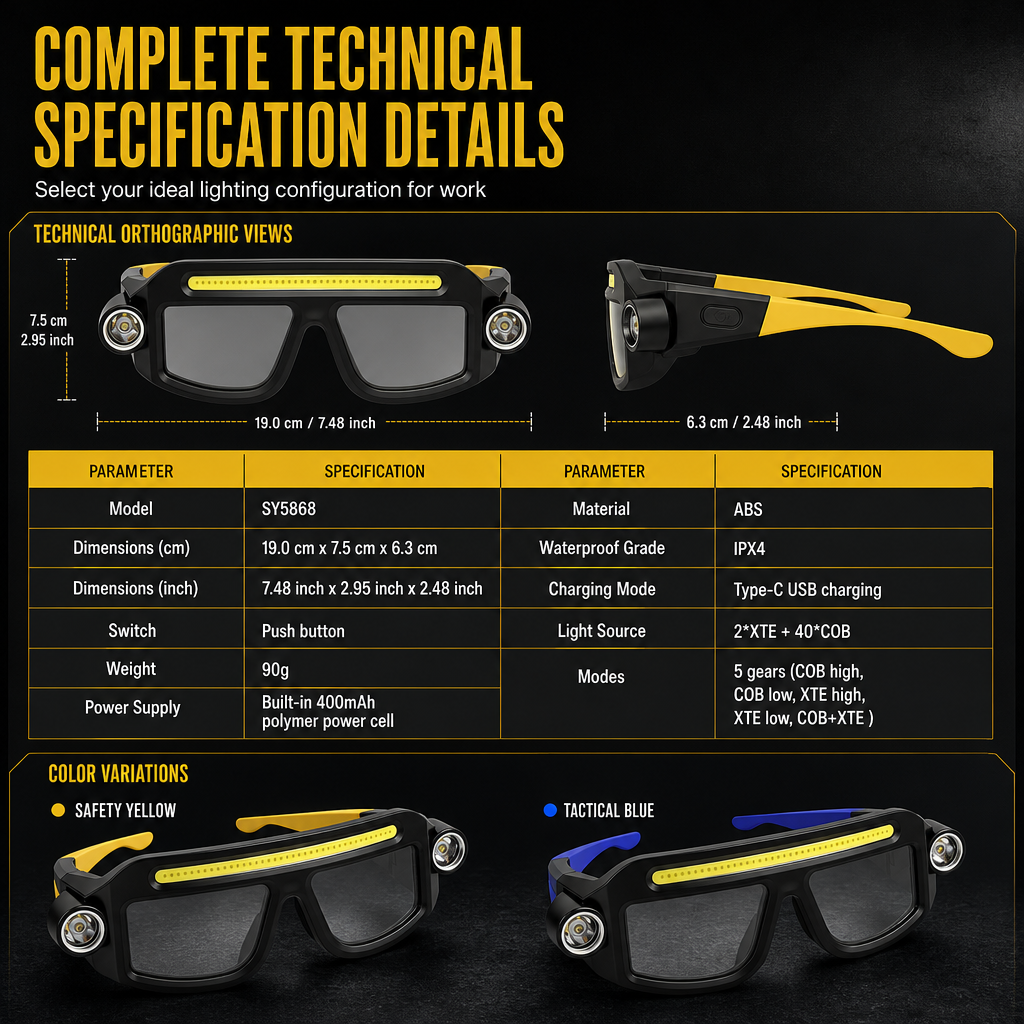 Rechargeable Dual-Lamp Glasses Light