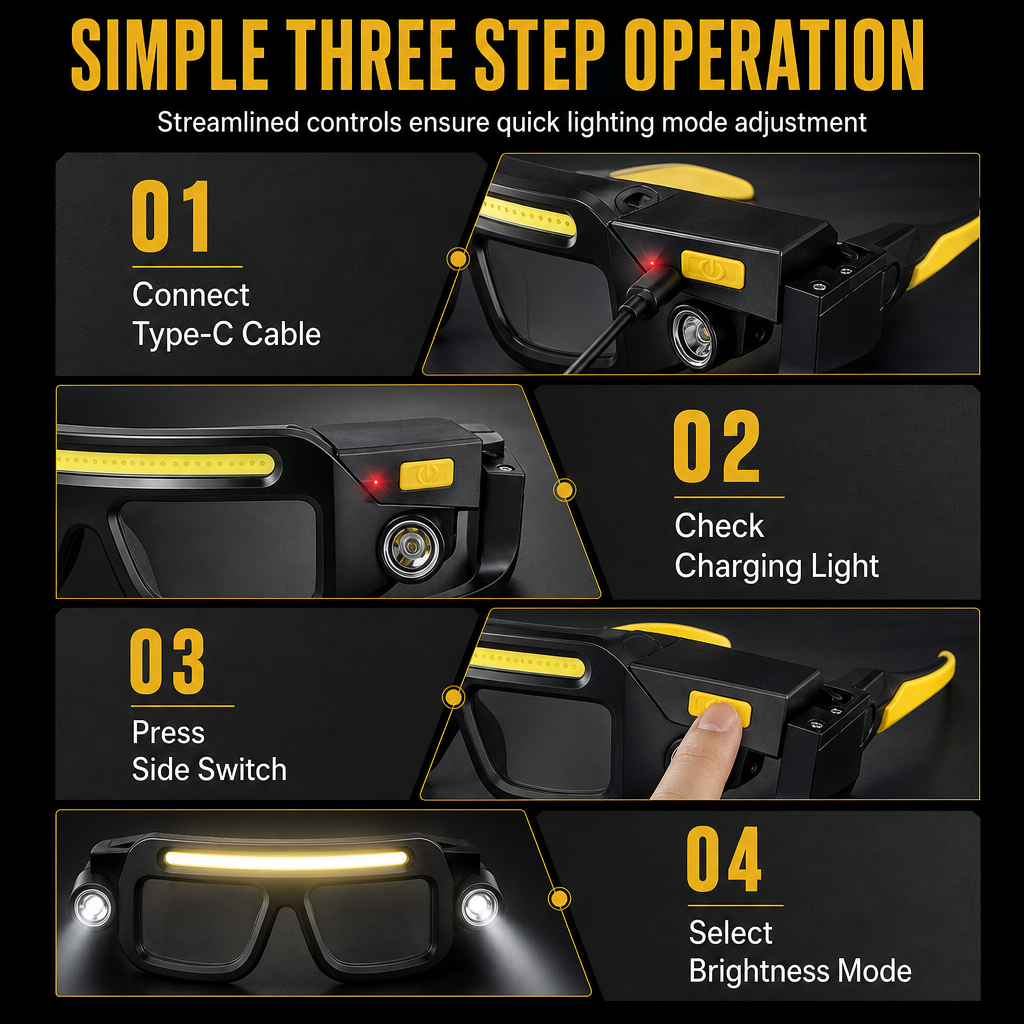 Rechargeable Dual-Lamp Glasses Light