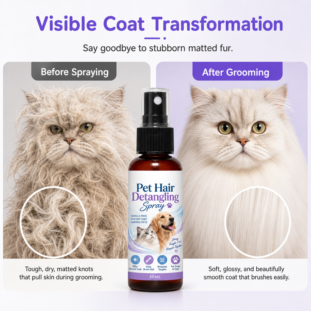 Pet Detangling Spray, Dissolves Matted Fur