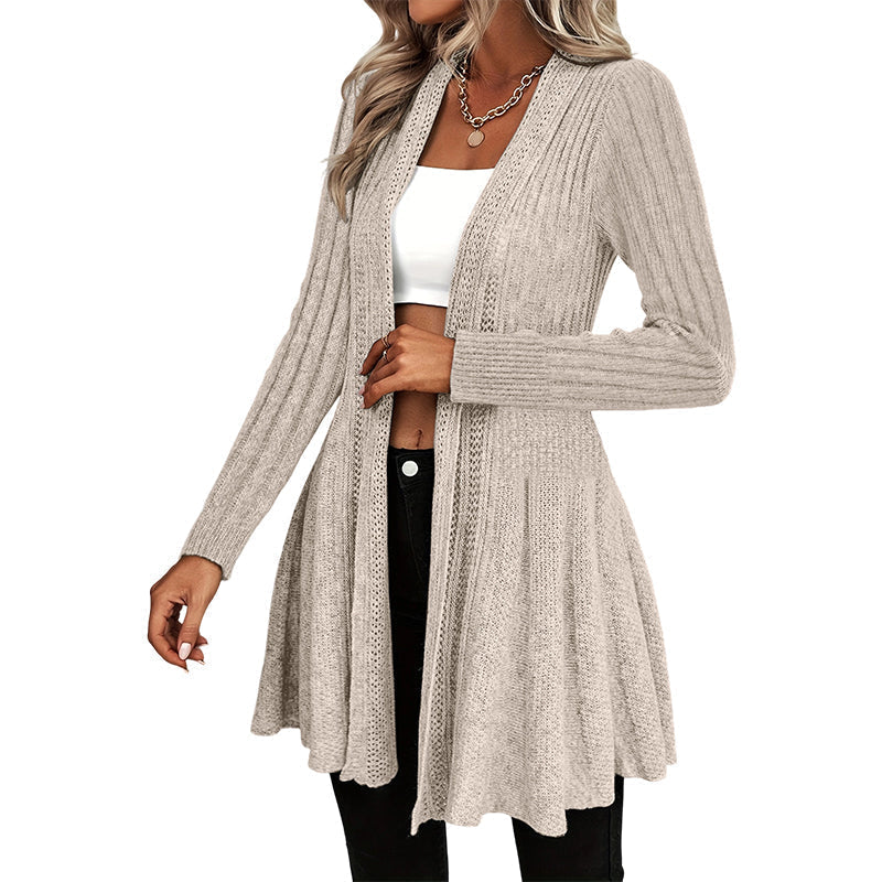 Elegant Open Front Cardigan with Knit Texture – Soft, Comfortable and Versatile Style for All Occasions