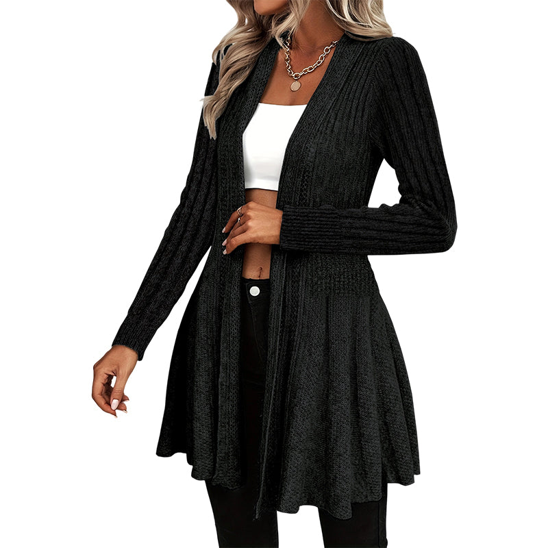 Elegant Open Front Cardigan with Knit Texture – Soft, Comfortable and Versatile Style for All Occasions