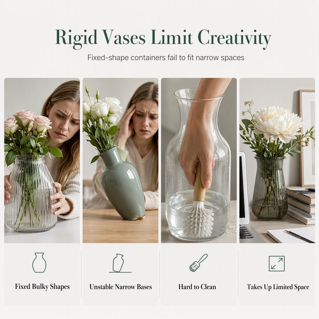 Clear Glass Test Tube Vase Set with Cleaning Brush