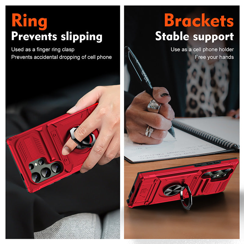 Samsung Case with Card Holder & Magnetic Ring Stand