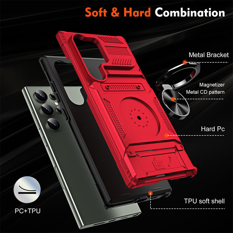 Samsung Case with Card Holder & Magnetic Ring Stand