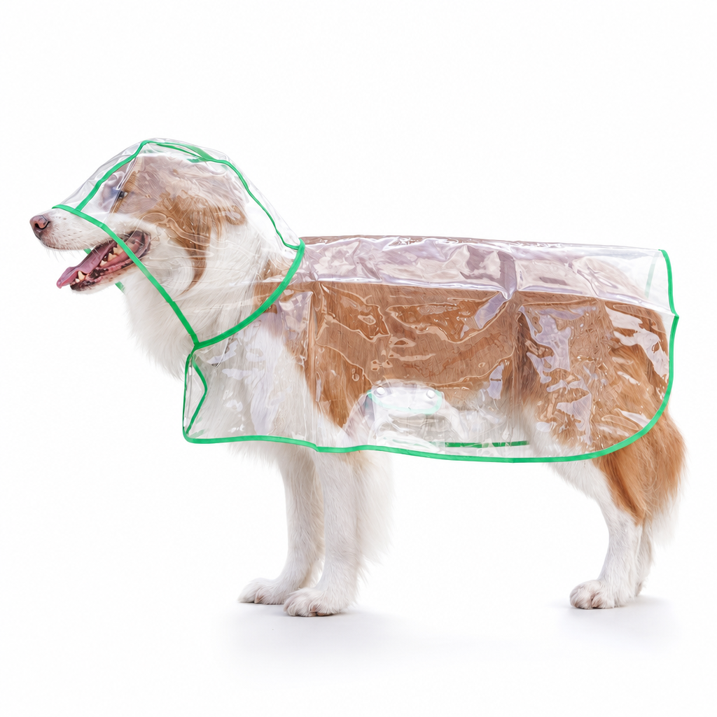 Transparent EVA Dog Raincoat with Hood and Adjustable Belly Strap, Sizes XS–8XL