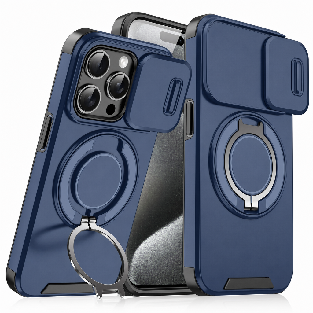 Shockproof Phone Case with Sliding Cover and Practical Stand