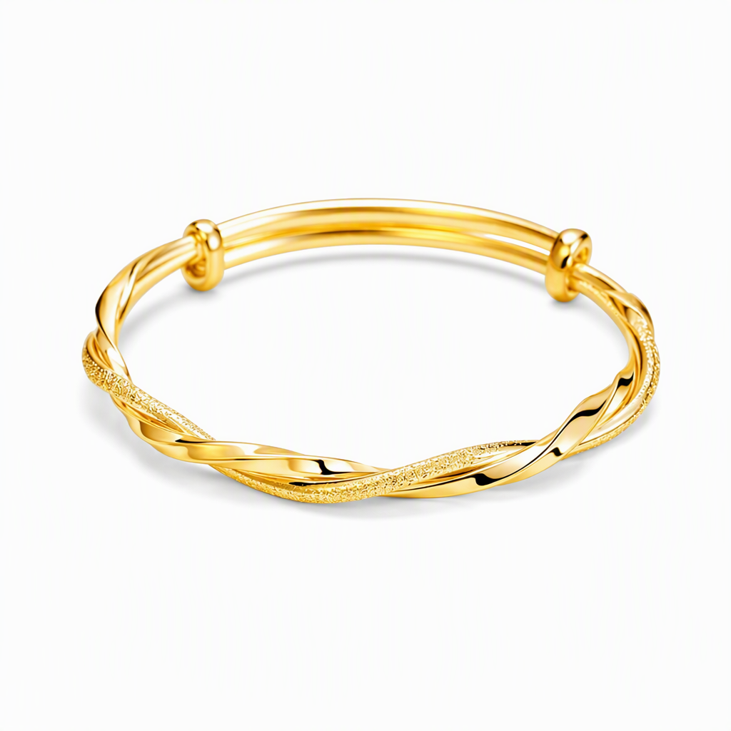Infinite Mobius Twist Bangle: Smooth Sliding Adjustable Clasp, Dual Textured Finish, Electroplated Anti-Fade Jewelry