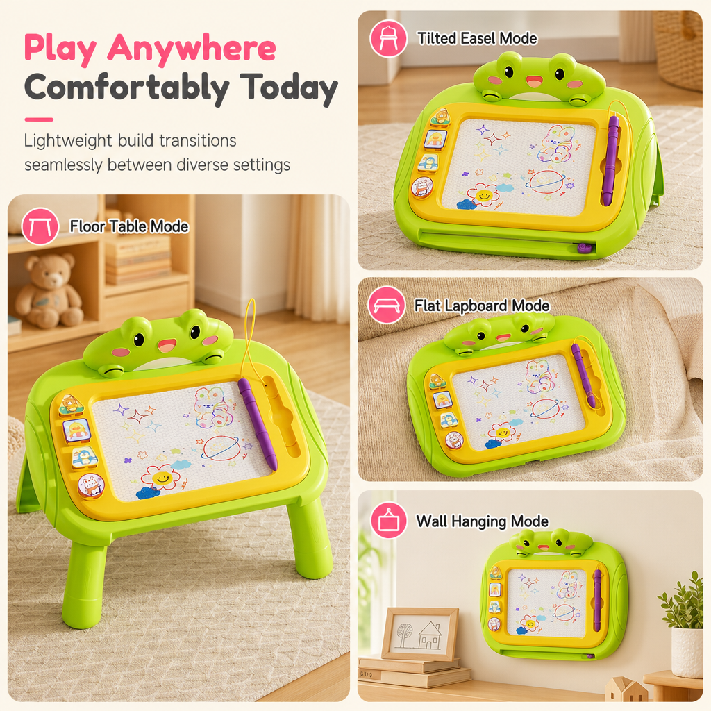 Magnetic Drawing Board for Kids – Colorful, Erasable Drawing Tablet with Pen and 4 Stamps