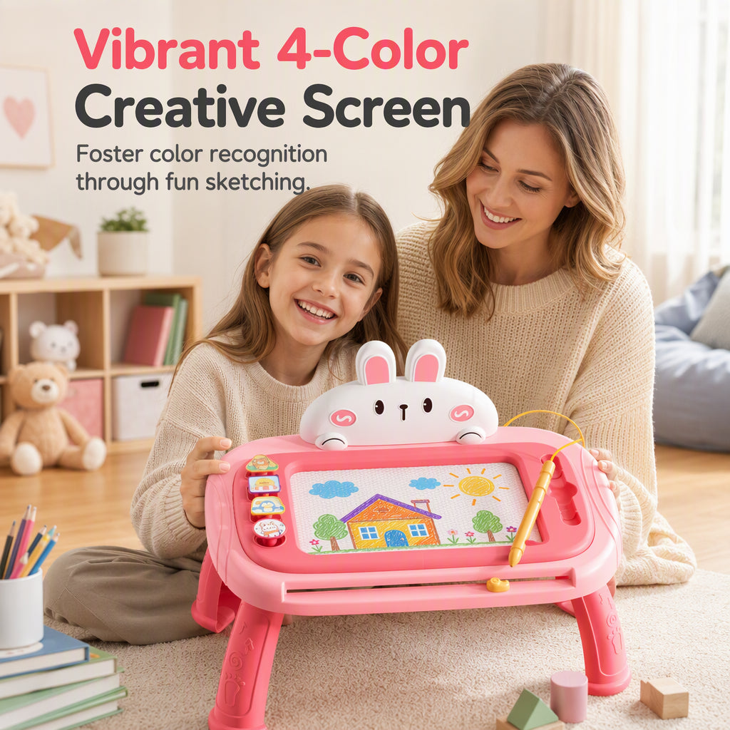 Magnetic Drawing Board for Kids – Colorful, Erasable Drawing Tablet with Pen and 4 Stamps