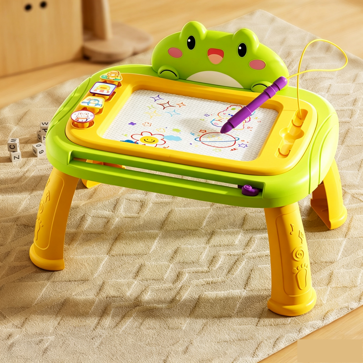 Magnetic Drawing Board for Kids – Colorful, Erasable Drawing Tablet with Pen and 4 Stamps