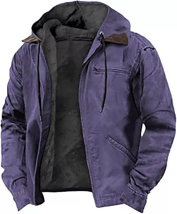 Men's Plush-Lined Hooded Work Jacket