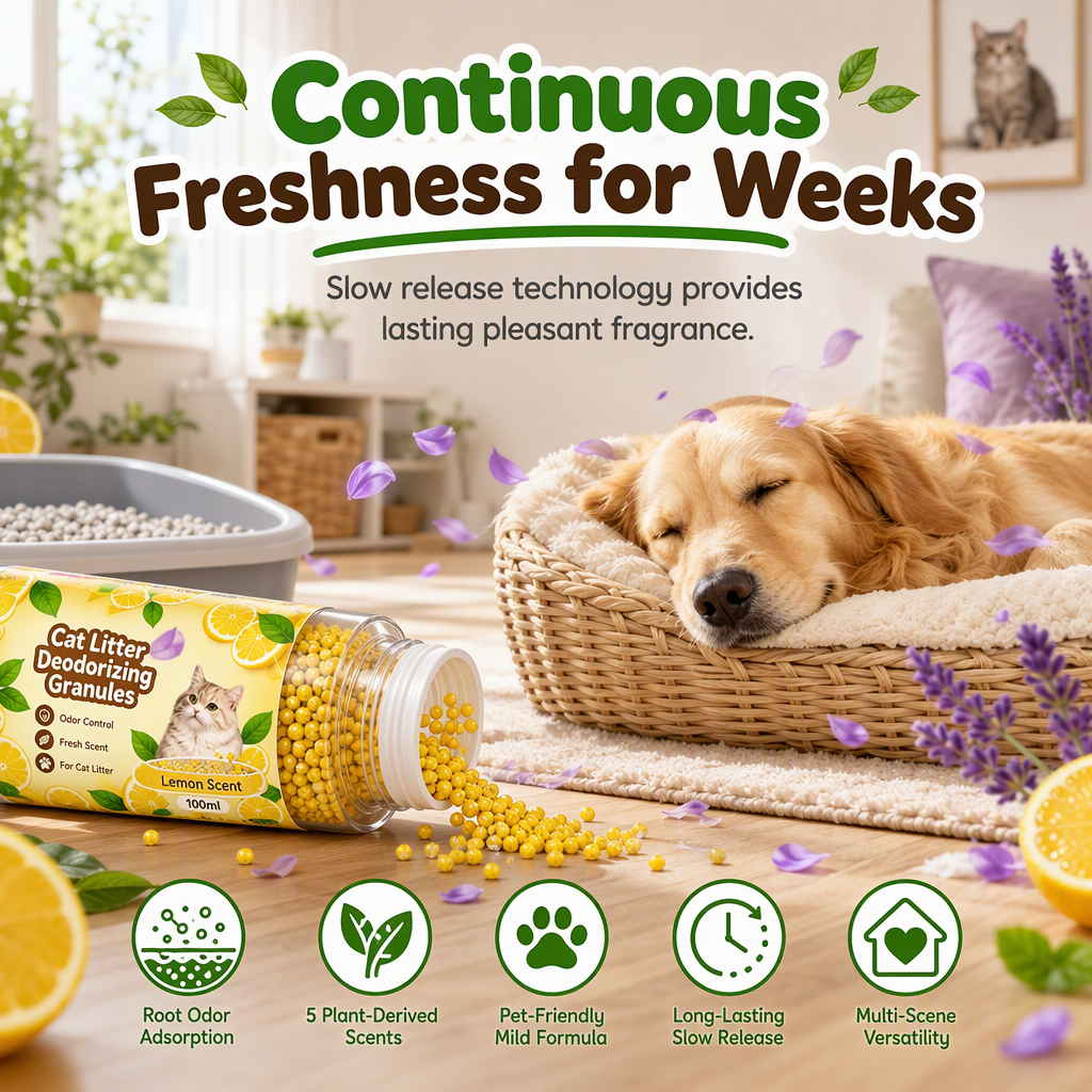 Cat Litter Deodorizing Granules – Easy Sprinkle-On Odor Control in Five Fresh Scents