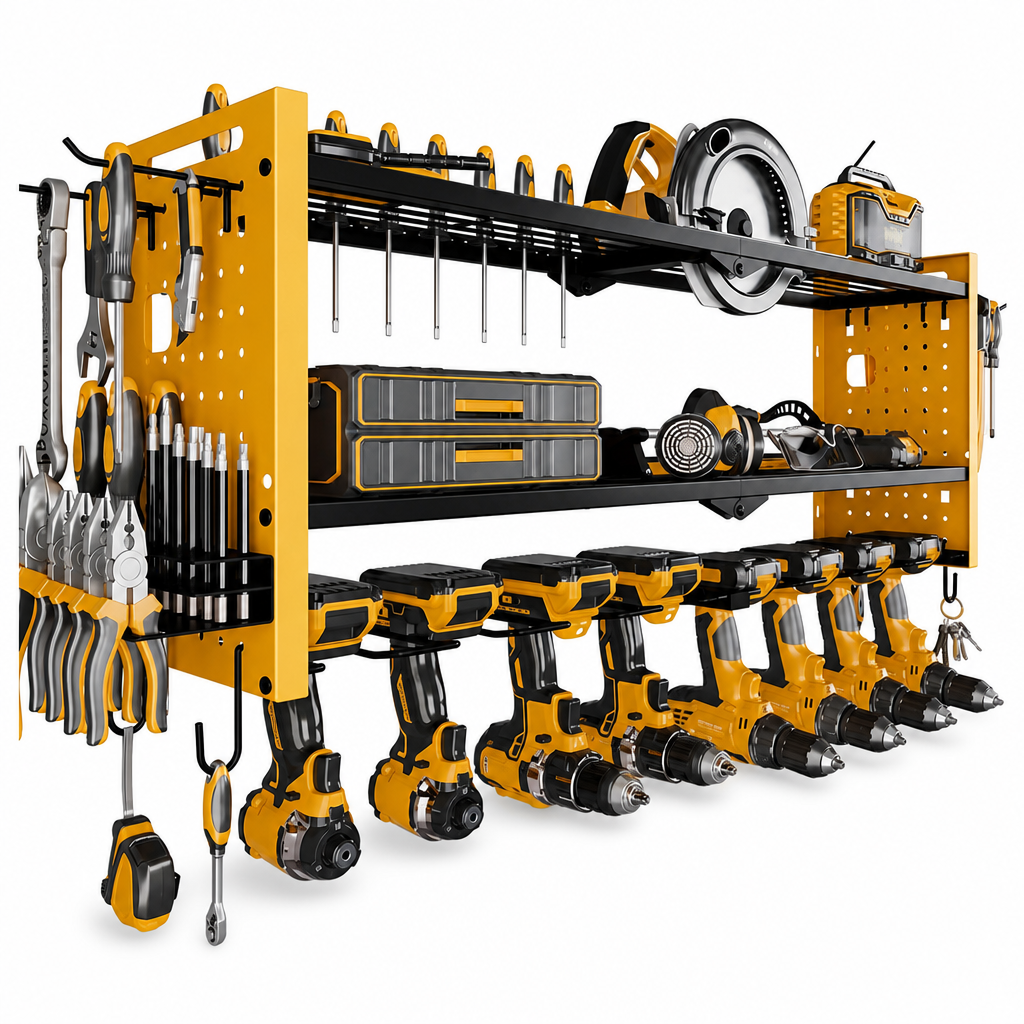 Wall-Mounted Steel Tool Shelf – Store Drills and Tools in a Space-Saving Way