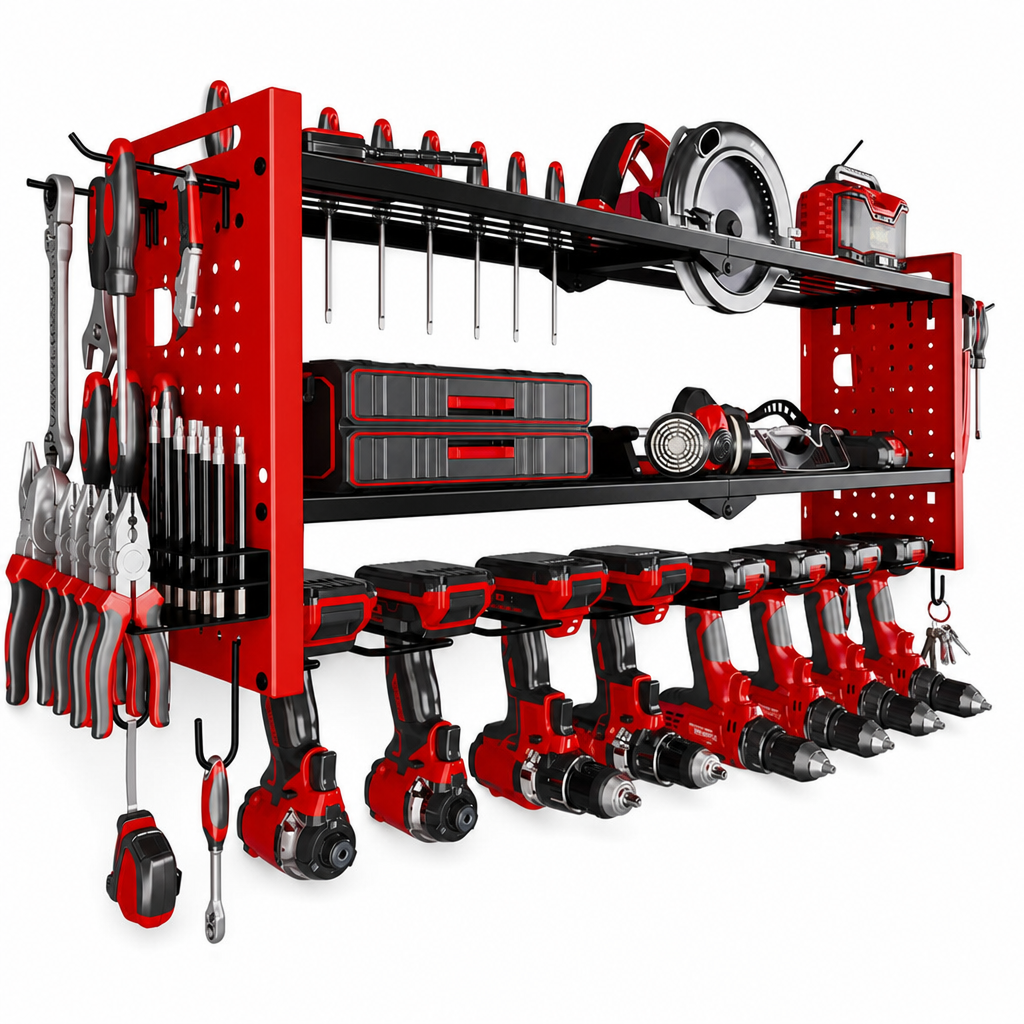 Wall-Mounted Steel Tool Shelf – Store Drills and Tools in a Space-Saving Way