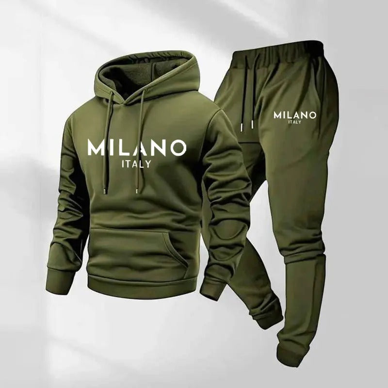 Fleece-Lined Graphic Hoodie & Jogger Set