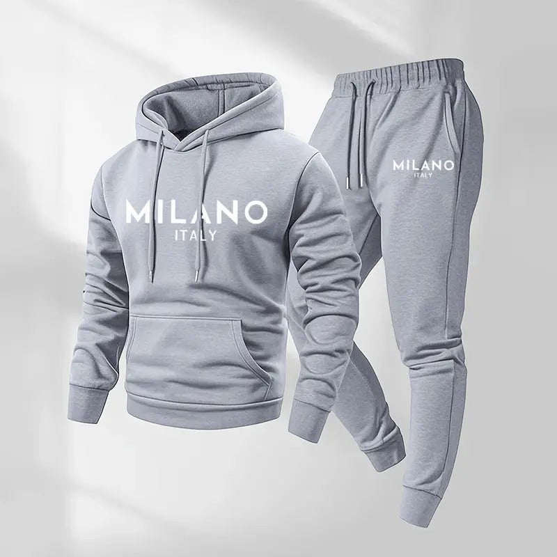 Fleece-Lined Graphic Hoodie & Jogger Set