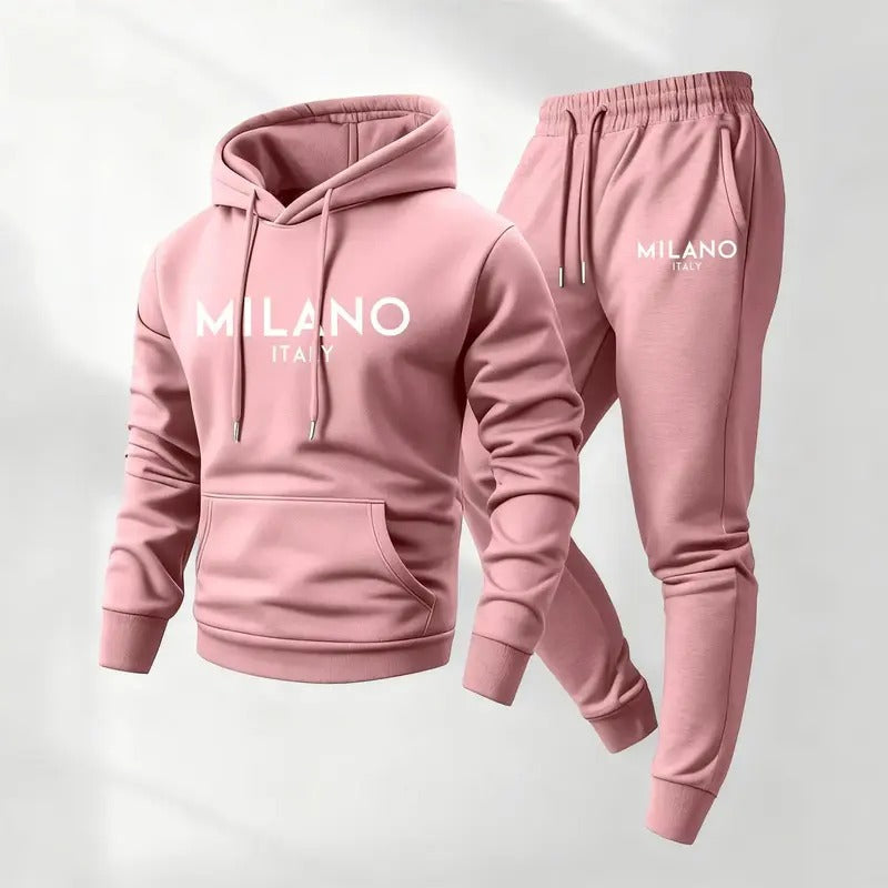 Fleece-Lined Graphic Hoodie & Jogger Set