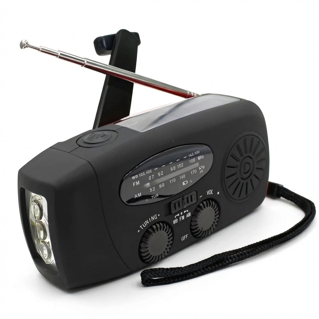 Disaster Prevention Emergency Flashlight Radio Solar Hand Crank Rechargeable Multifunctional LED Reading Light