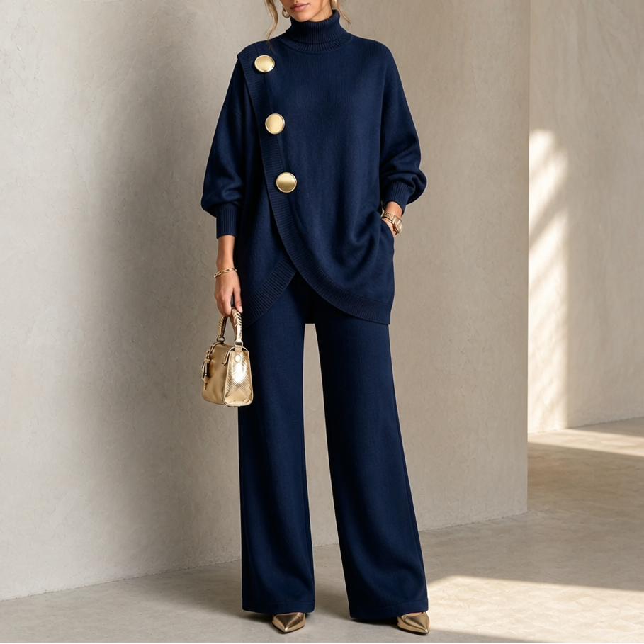Turtleneck Sweater and Wide-Leg Pants Set