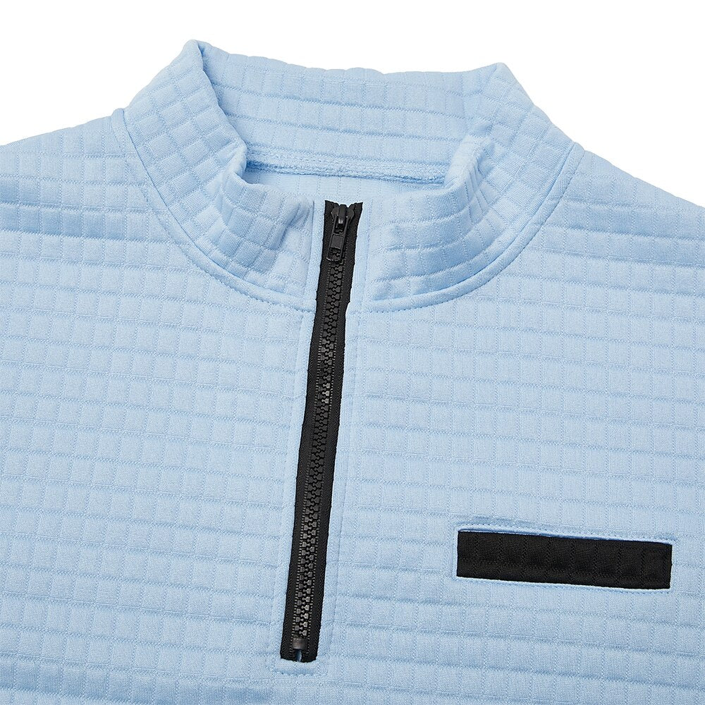 Classic Quarter Zip Textured Waffle Polo