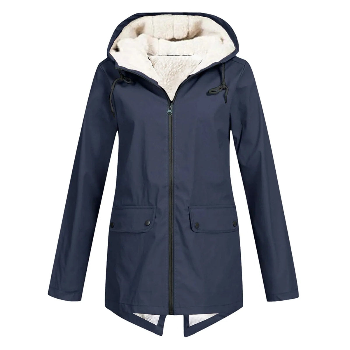 Water-Repellent Women's Jacket with Hood and Sherpa Lining
