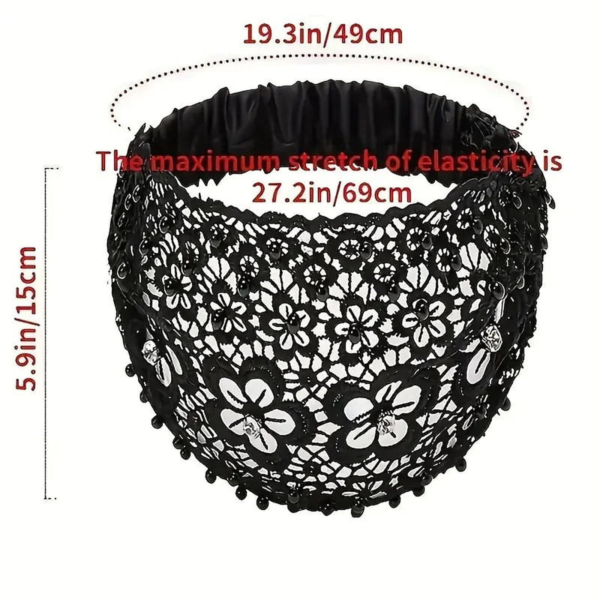 4-Pack: Wide Crochet Lace Headbands with Pearls and Rhinestones