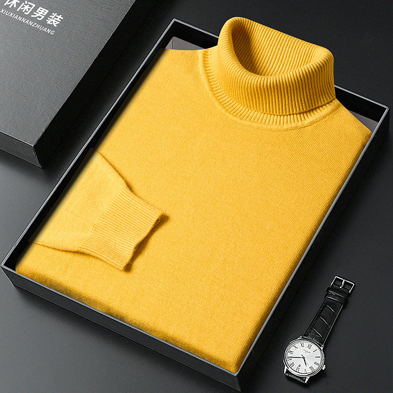 Men's Cashmere Blend Turtleneck Sweater Refined Ribbed Finish