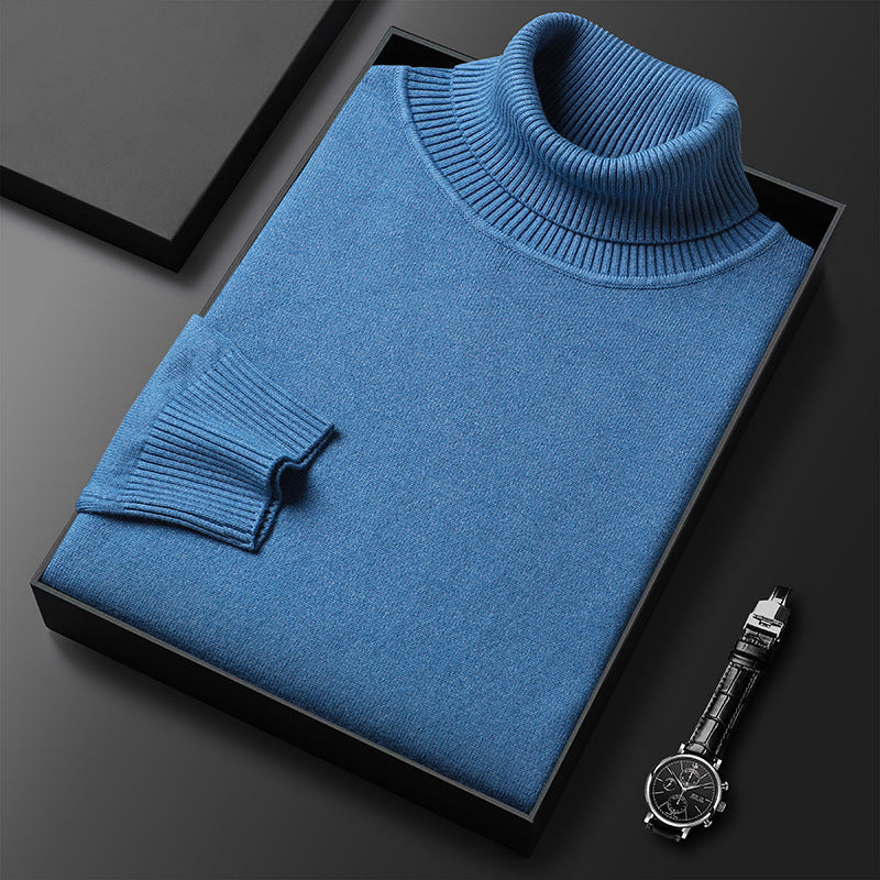 Men's Cashmere Blend Turtleneck Sweater Refined Ribbed Finish