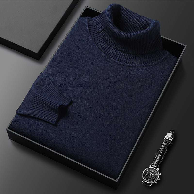 Men's Cashmere Blend Turtleneck Sweater Refined Ribbed Finish
