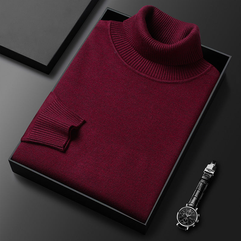 Men's Cashmere Blend Turtleneck Sweater Refined Ribbed Finish