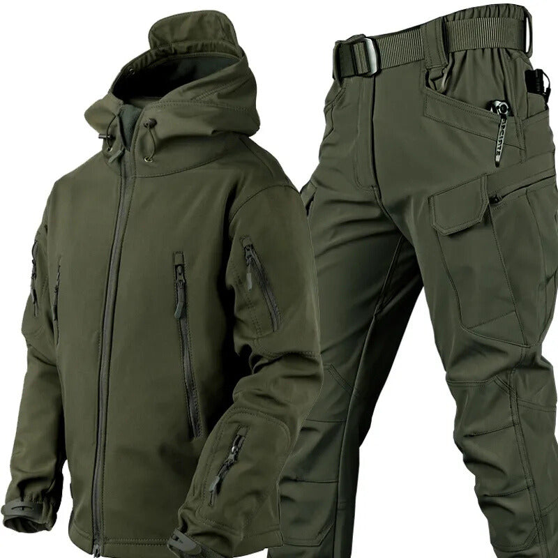 Waterproof, Windproof Outdoor Set: Jacket and Trousers with Fleece Lining